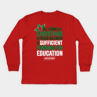 Teacher Christmas Red For Ed Kids Long Sleeve T-Shirt